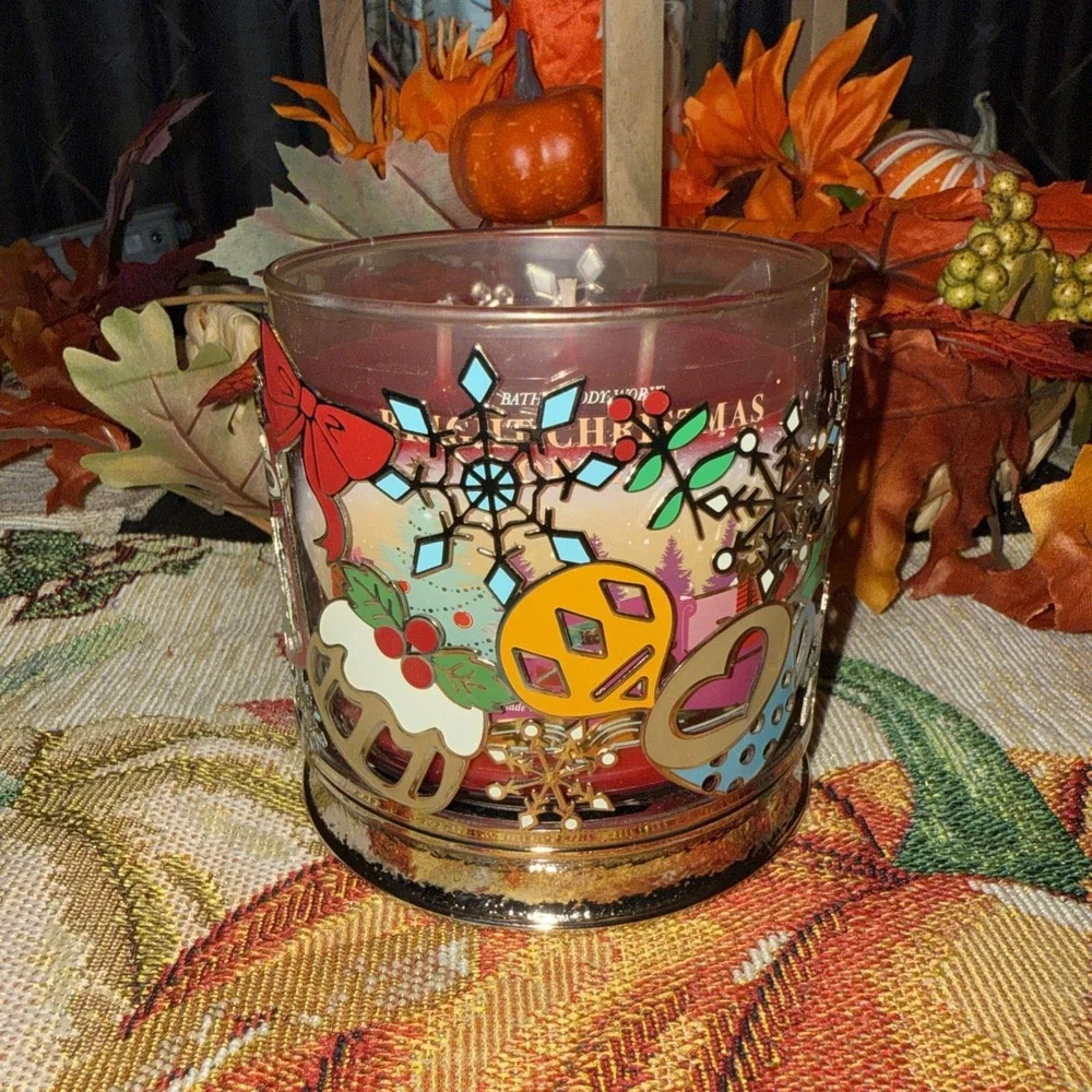 New Bath & Body Works Christmas Sweet Shop 3 Wick Candle Holder Holiday Decor